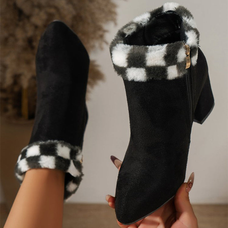 CHICA | Bottines En Peluche A Carreaux