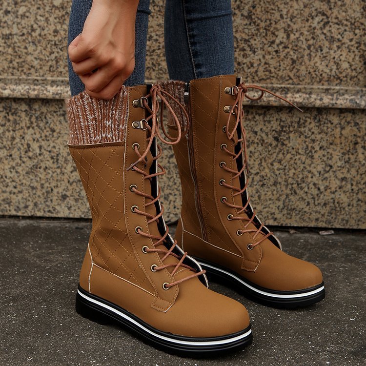 MARTINA | Bottes A Lacets A Talon Plat