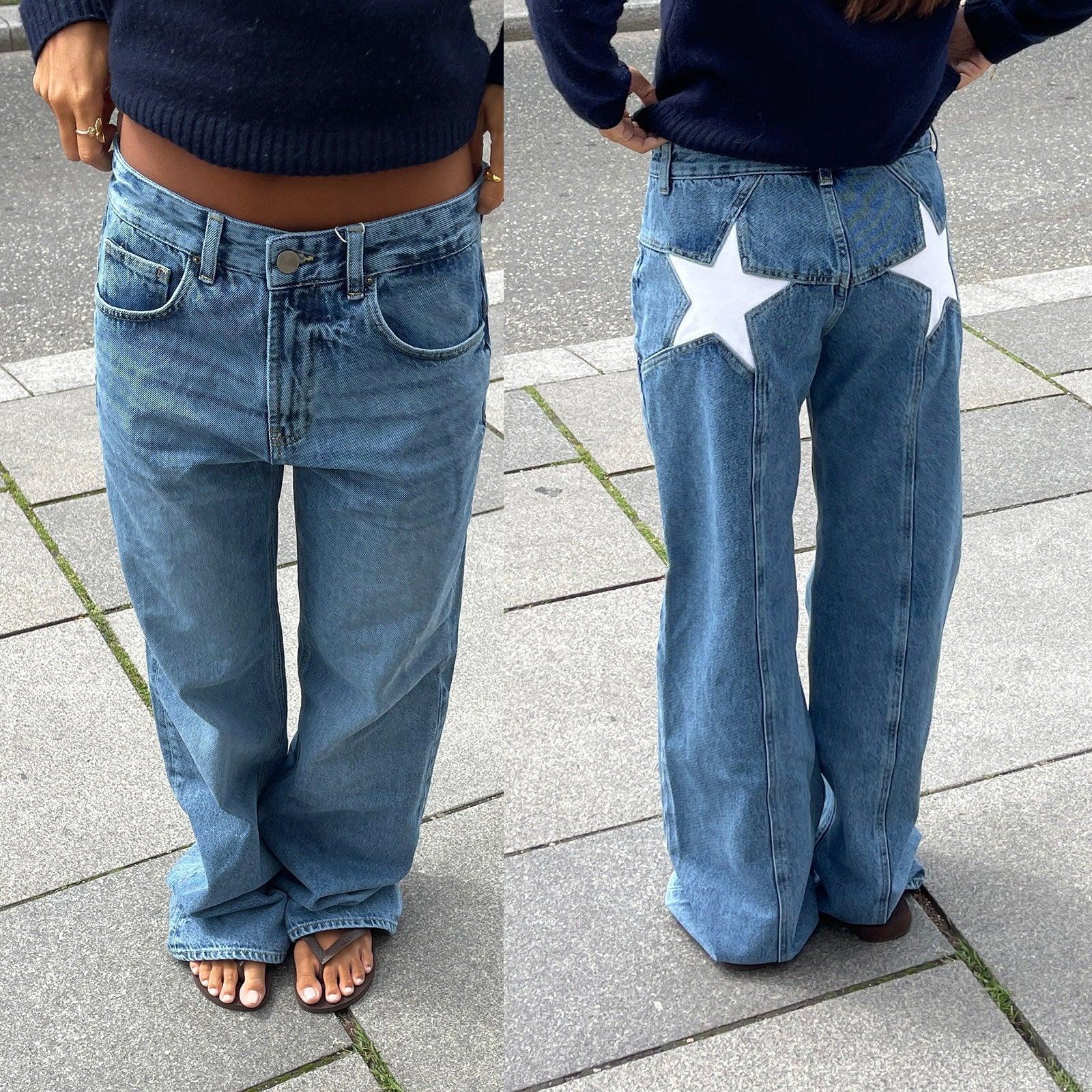Jean Bootcut Femme - Pantalon en Denim Imprimé Léopard & Étoiles - VoltÉlan