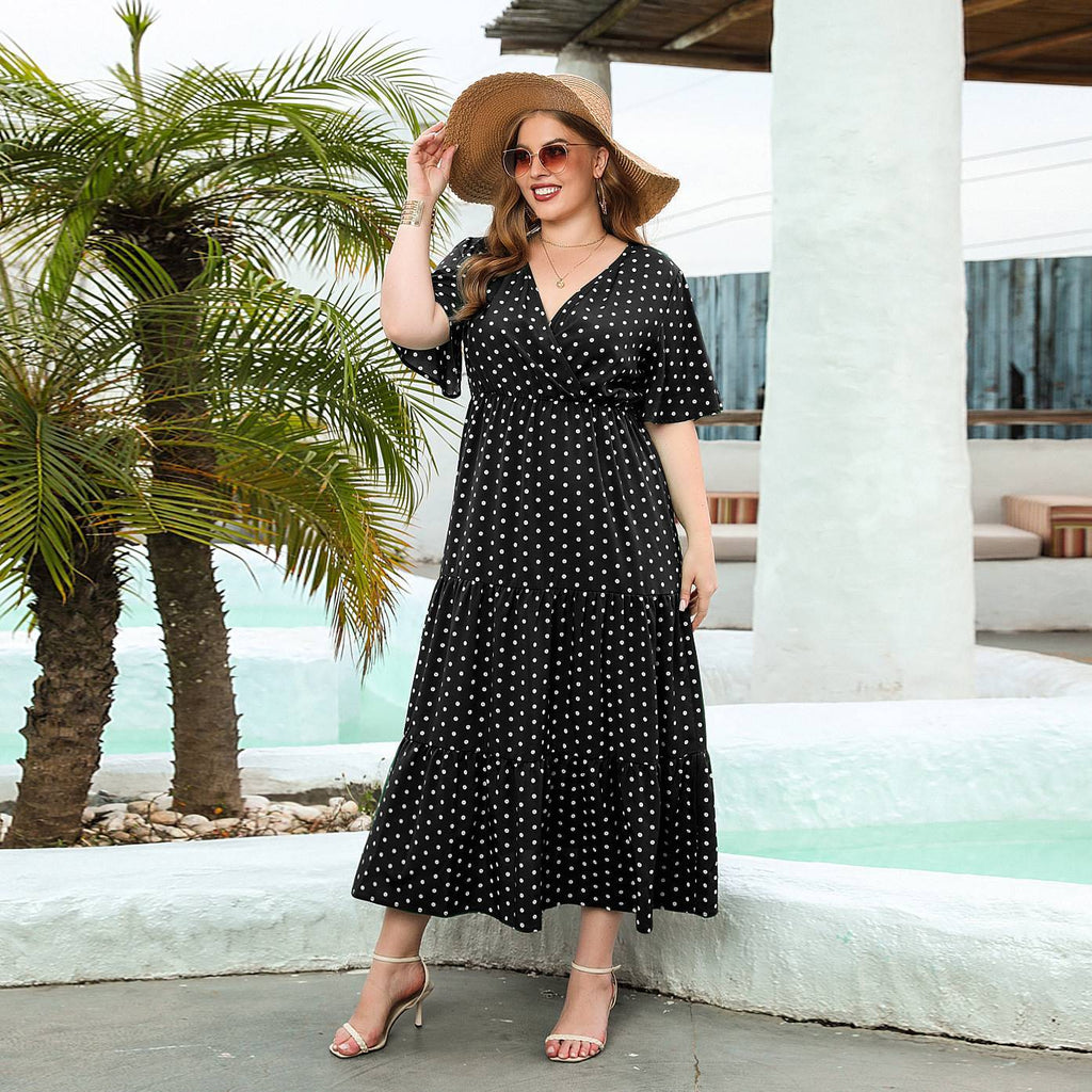 Robe vacances grande taille décontractée à pois pour femme - VoltÉlan